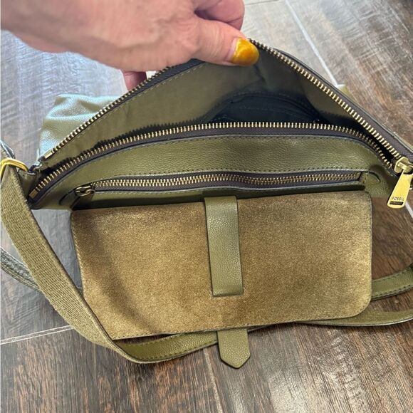 Fossil McKinley olive green leather/suede crossbody - Picture 4 of 14